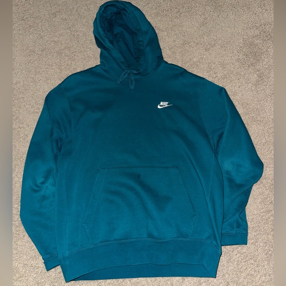 Nike men’s sportswear club fleece hoodie. Geode teal - Picture 3 of 5